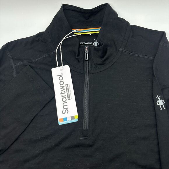 Smartwool Merino Wool 1/4 Zip Base Layer‎ Performance Pullover Black Mens Size S - Picture 1 of 8